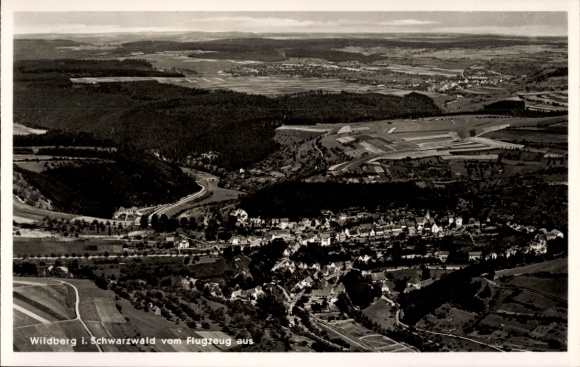 Postcard Wildberg in the Black Forest, total view, aerial photograph