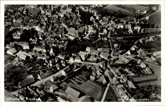 Postcard Uffenheim in Middle Franconia, aerial photograph