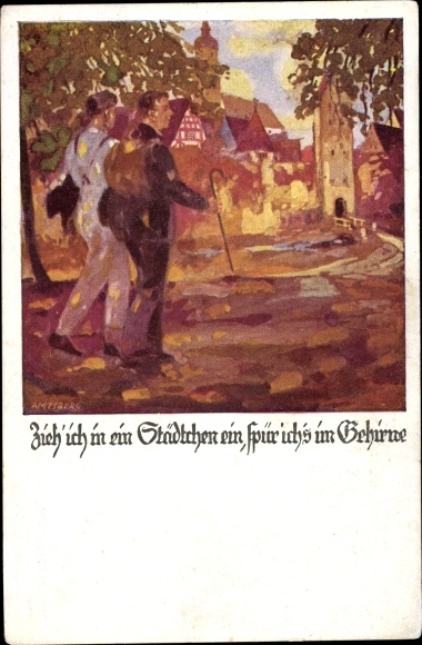 Kunstenaarskaart Amtsberg, Otto, ik verhuis naar een stad, gymnastiek, DT