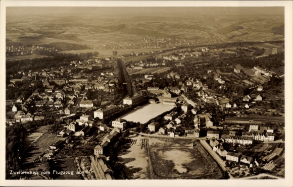 Postcard Zweibrücken in the Palatinate, aerial view of cityscape, landscape, buildings