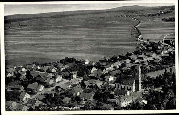 Postcard Leeder Fuchstal in Swabia, aerial photograph