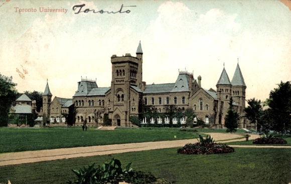 Postcard Toronto Ontario Canada, Toronto University, building, garden, people,