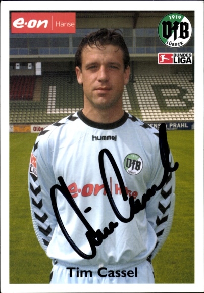 Autograph card footballer Tim Cassel, VFB Lübeck, autograph