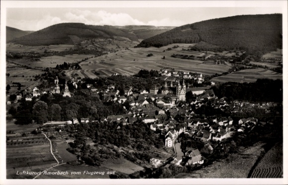 Postcard Amorbach in the Odenwald Lower Franconia, aerial photograph