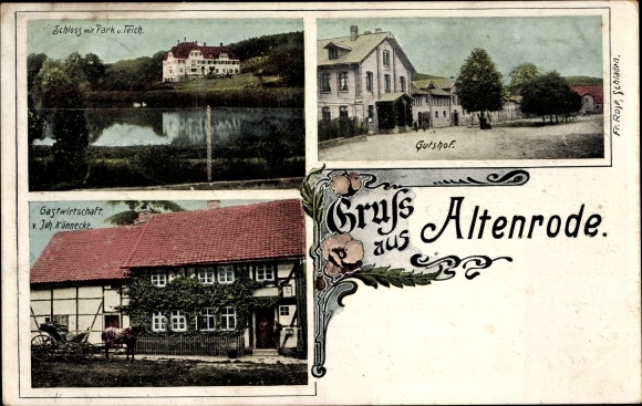 Postcard Altenrode Schladen Werla in Lower Saxony, castle, park, pond, manor, inn