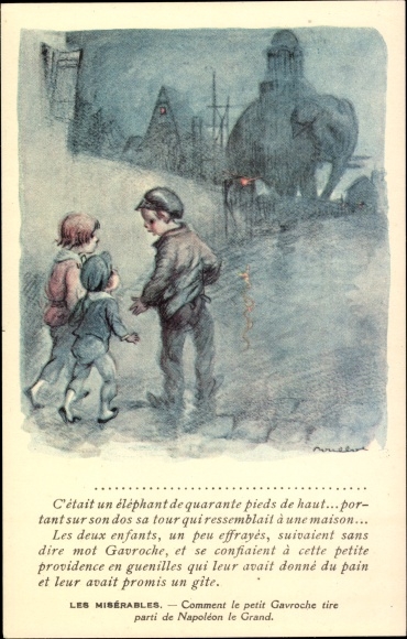 Kunstenaars Ak Poulbot, Francisque, Les Miserables, Petit Gavroche