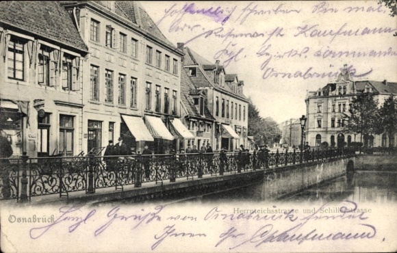 Ak Osnabrück in Niedersachsen,  Herrenteichstraße und Schillerstraße, schöne alte Gebäude