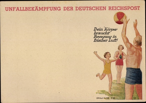 Postcard accident prevention of the Deutsche Reichspost, your body needs exercise in the fresh air