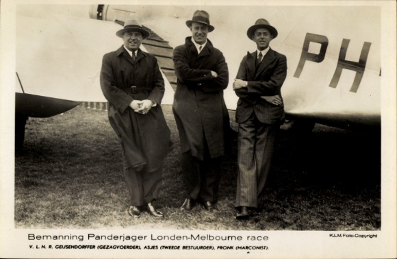 Postcard Bermanning Panderjager London-Melbourne race