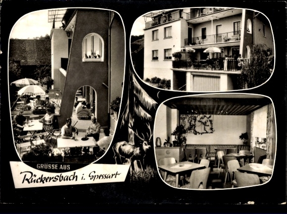 Postcard Rückersbach Johannesberg in Lower Franconia, guest house and pension Zur Rückersbacher Schlucht