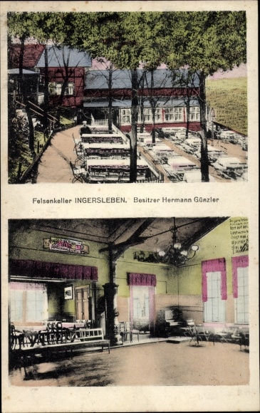 KP Ingersleben w Turyngii, restauracja Felsenkeller, właściciel Hermann Günzler, ogród, hol