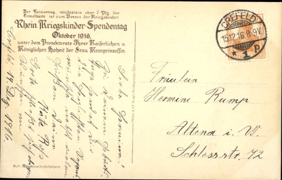 Postcard Crown Princess Cecilie of Prussia, Princess Alexandrine, War Children Donation Day 1916