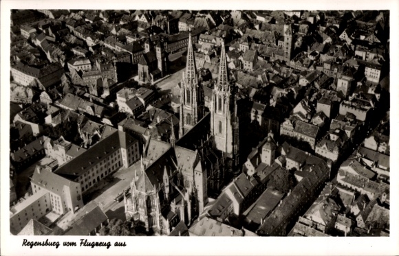 Postcard Regensburg on the Danube Upper Palatinate, aerial photograph