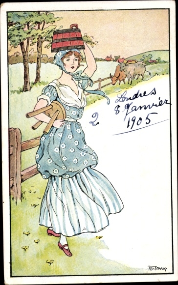 Artist PC Hardy, F., Vrouw met melkkruk, vee