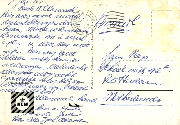 Artist Postcard Dutch passenger aircraft, KLM