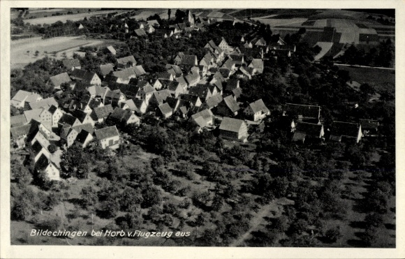 Ak Bildechingen Horb am Neckar, Luftaufnahme von  Häuser, Wälder, 1940, Gasthaus z. Adler