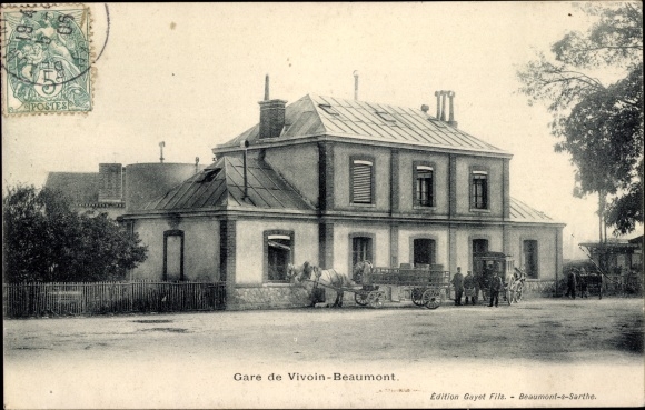 Postcard Vivoin Sarthe, Vivoin-Beaumont station