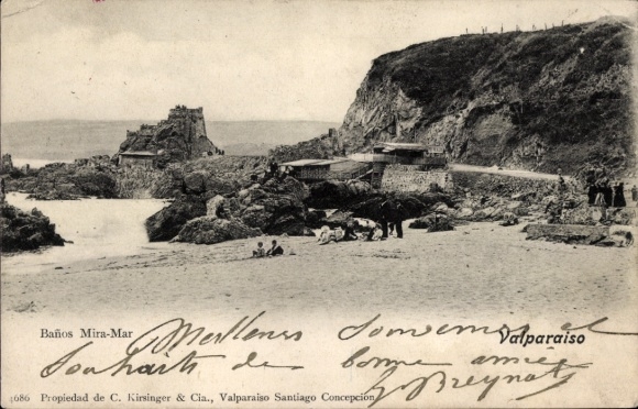 Postcard Valparaíso Chile, Baños Mira-Mar