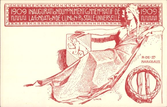 Ganzsachen Ak Schweiz, Gründung des Weltpostvereins, Einweihung des Denkmals 1909