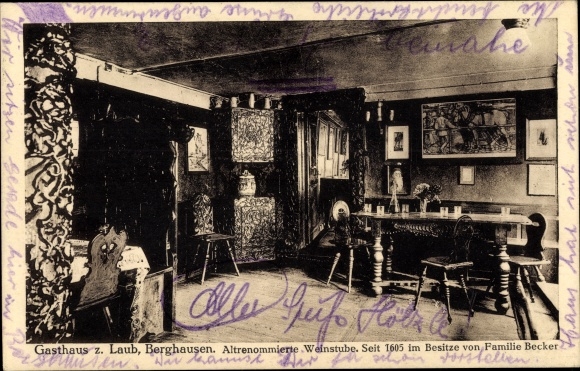 Postcard Berghausen Pfinztal am Kraichgau, Inn zum Laub, Weinstube