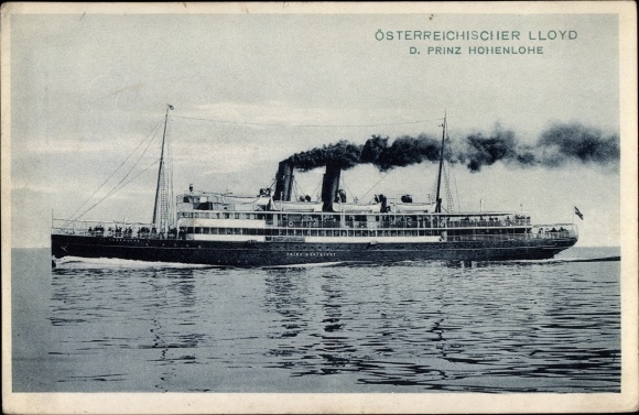 PC steamer prince Hohenlohe, Austrian Lloyd, Imperial and Royal Merchant Navy, passenger steamer