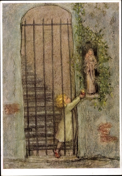 Artist PC Spötl, Maria, for the mother, child with candle, statue of the Madonna