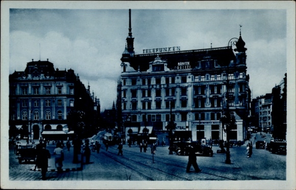 Ak Brno Brünn Südmähren, Telefunken, Freiheitplatz, Deutsches Haus,  Architektur