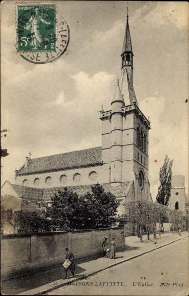 Postcard Maisons Laffitte Yvelines, church
