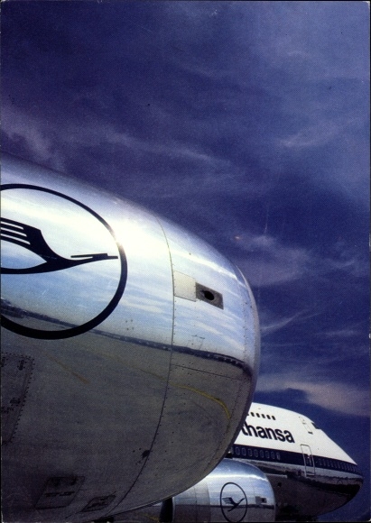 Postcard passenger plane Lufthansa, turbine