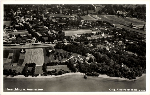 Postcard Herrsching am Ammersee, aerial photograph