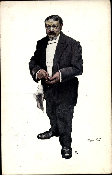 Artist Postcard Leu, Hans, waiter types