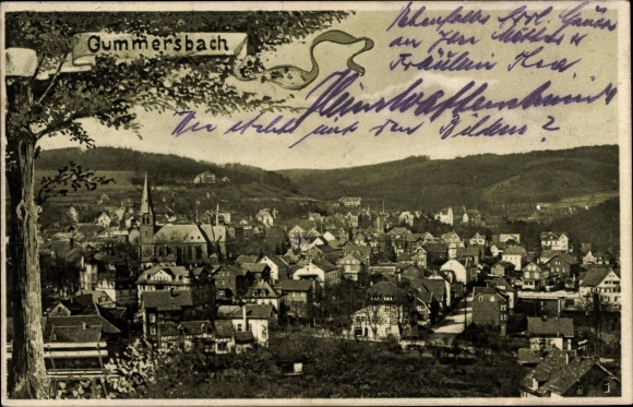 Postcard Gummersbach in the Oberberg district, total view of the village