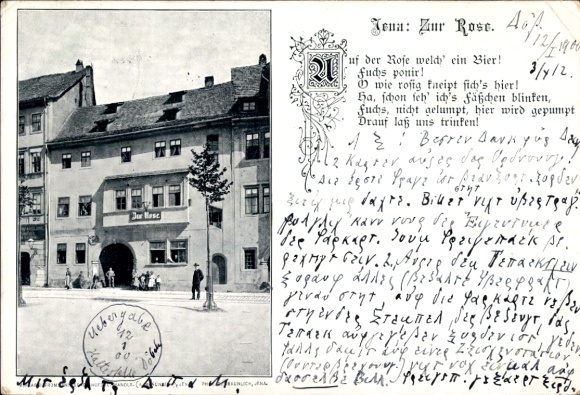 Ak Leipzig,  mit Bierhaus 'Zur Rose', Gedicht über Bier, humorvoller Text