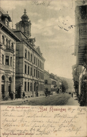 Postcard Bad Kissingen Lower Franconia Bavaria, Post and Ludwigstraße