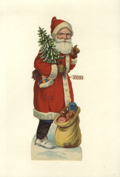 Wafel Kerstman met kerstbomen en peperkoek, afmeting ca. 34 x 13 cm