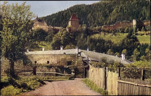 Postcard Friesach in Carinthia, ruin Petersberg