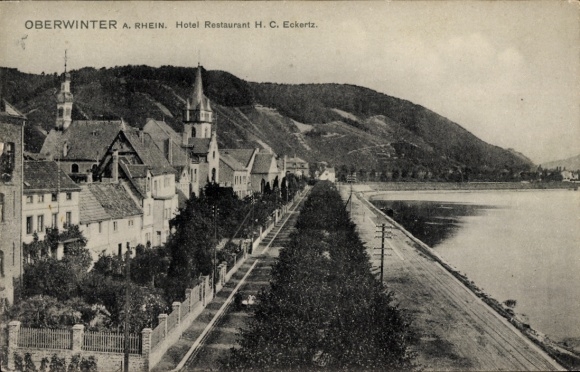 Ak Oberwinter Remagen am Rhein,  Hotel Restaurant H. C. Eckertz, Rheinlandschaft
