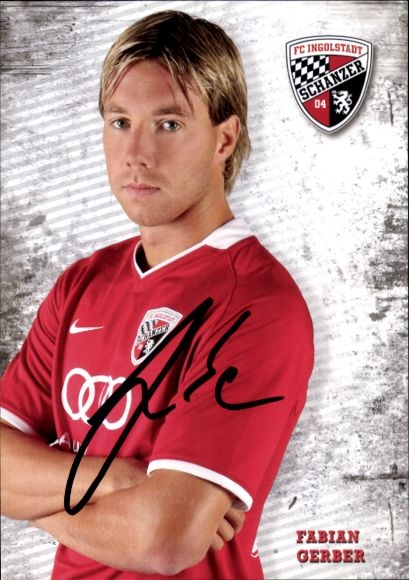 Autogrammkarte Fußballer Fabian Gerber, FC Ingolstadt, Autogramm