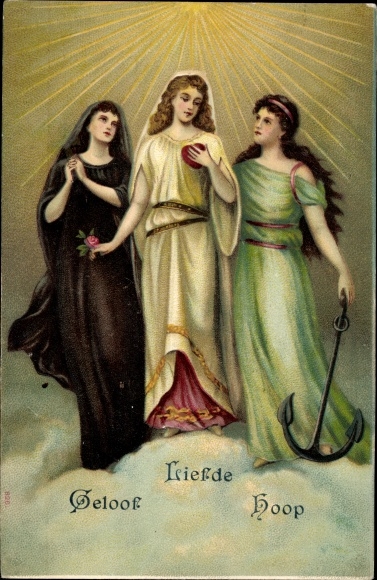 Präge Ak Drei Frauen, Anker, Geloof, Liefde, Hoop