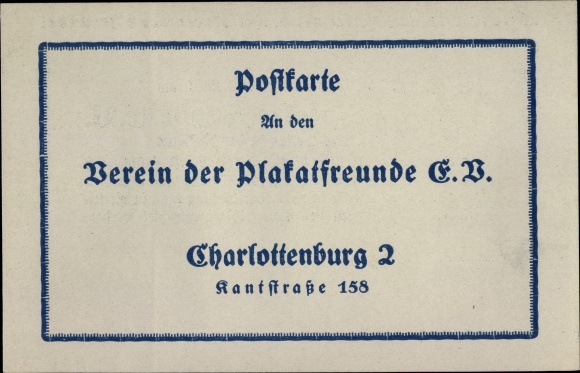 Ak Berlin Charlottenburg, Verein der Plakatfreunde eV, Kantstraße 158, Beitrittserklärung
