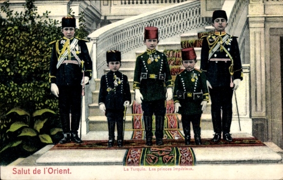 Postcard Constantinople Istanbul Türkiye, The Imperial Princes, Turkish Princes in Uniform
