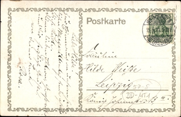 Artist PC Dresden, Margaritten Day 1911, flower day, wreath, money rain