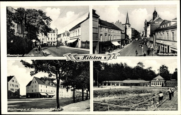 Postcard Hilden North Rhine-Westphalia, Mittelstrasse, Josefskrankenhaus, swimming pool, Benrather Strasse