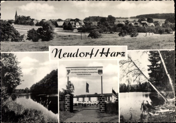 Postcard Neudorf Harzgerode am Harz, border pond, holiday camp of the VEB Mansfeld combine, Fürstenteich