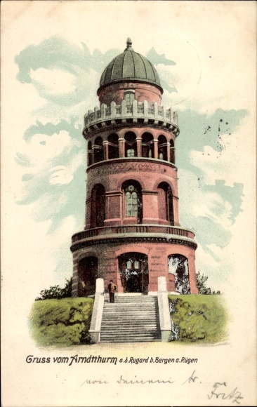 Postcard Bergen Island of Rügen, Arndtturm on the Rugard