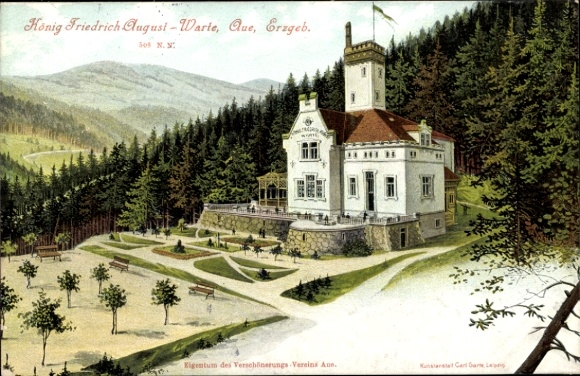 Ak Aue im Erzgebirge Sachsen, König Friedrich August Warte