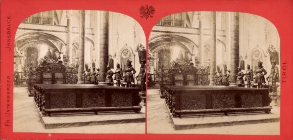 Stereo CdV Innsbruck in Tirol, interior of the Hofkirche