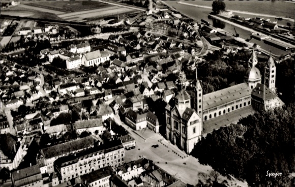 Ak Speyer am Rhein, Fliegeraufnahme