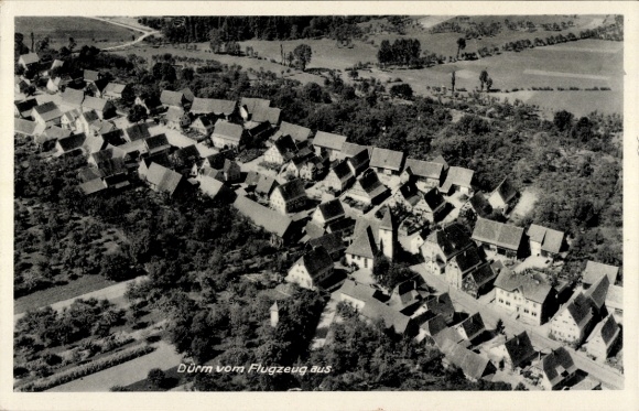 Postcard Dürm, aerial photograph