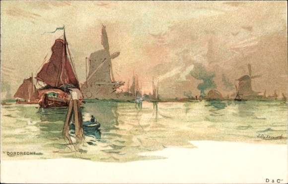 Artist PC Cassiers, Dordrecht South Holland Netherlands, windmills, water